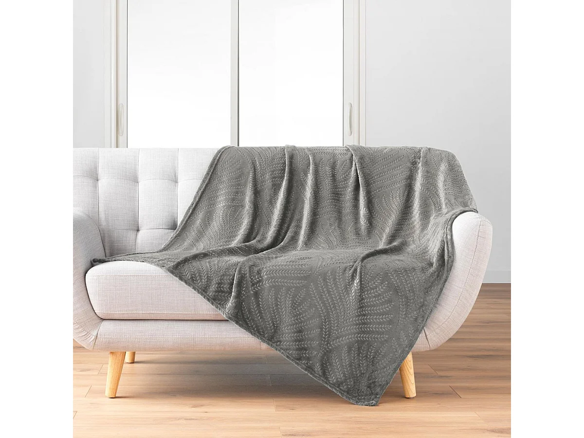 Plaid Uni en Flanelle "Nelia" 125x150cm Gris