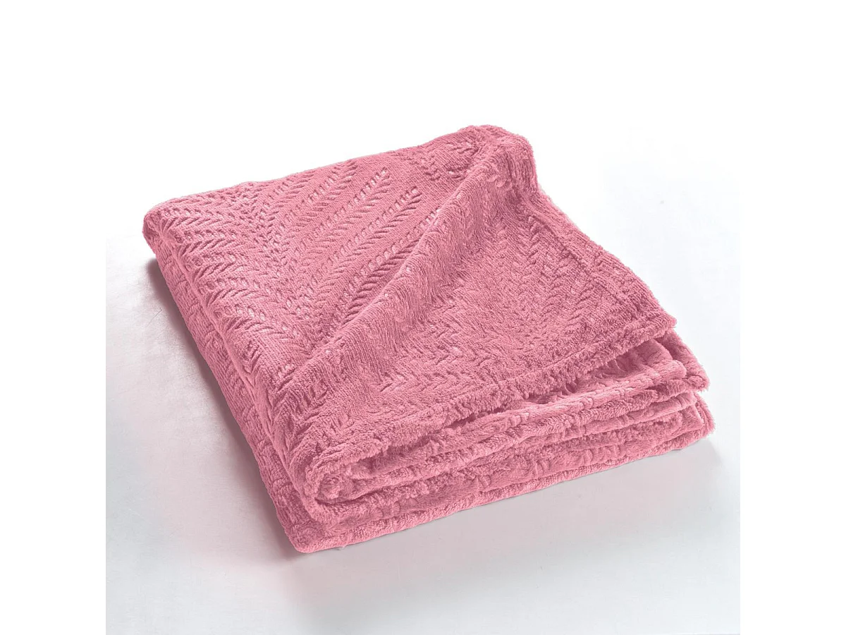 Plaid Uni en Flanelle "Nelia" 125x150cm Rose