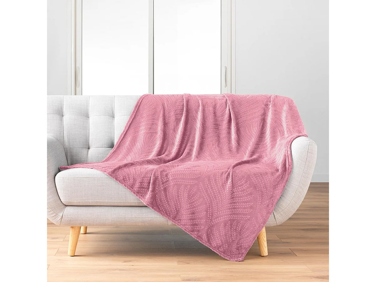 Plaid Uni en Flanelle "Nelia" 125x150cm Rose