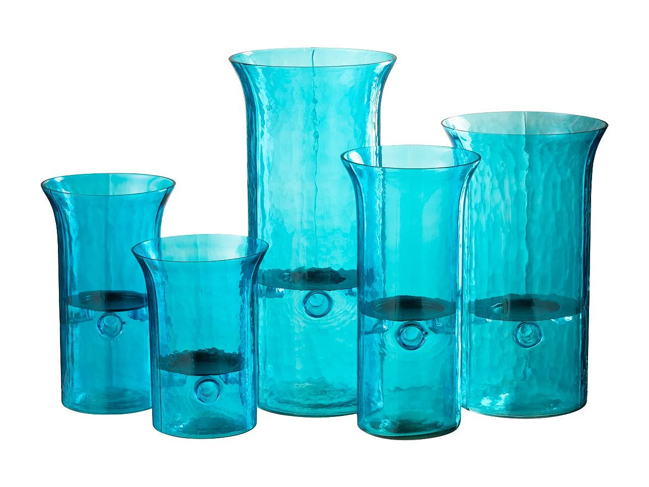 Photophore Étroit en Verre "Tarifa" 41cm Bleu Azur