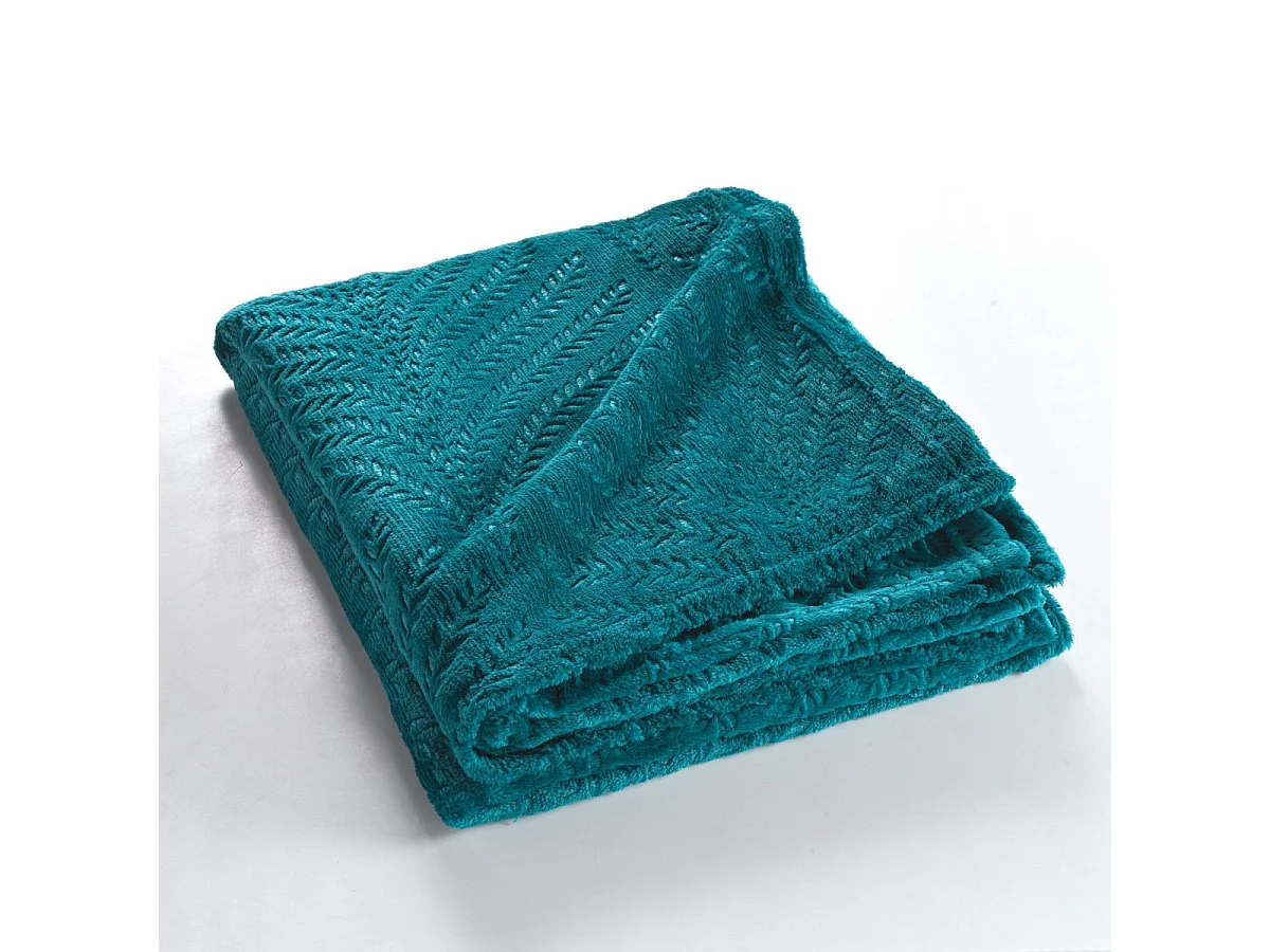 Plaid Uni en Flanelle "Nelia" 125x150cm Bleu