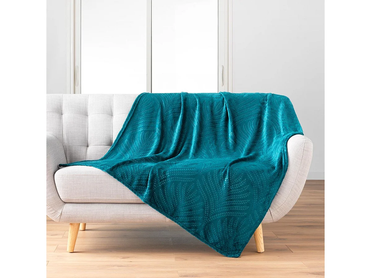 Plaid Uni en Flanelle "Nelia" 125x150cm Bleu