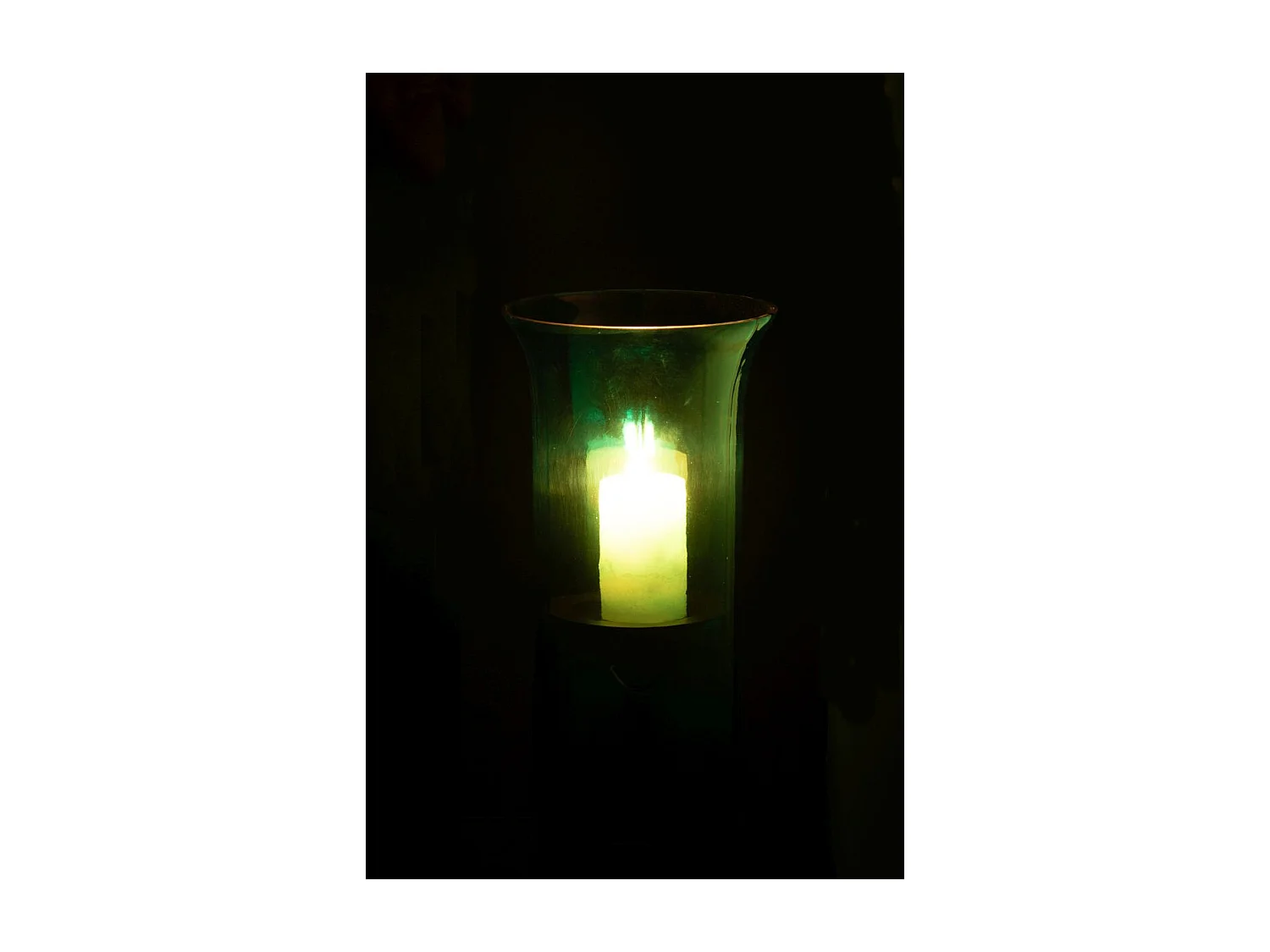 Photophore Étroit en Verre "Tarifa" 30cm Bleu Azur