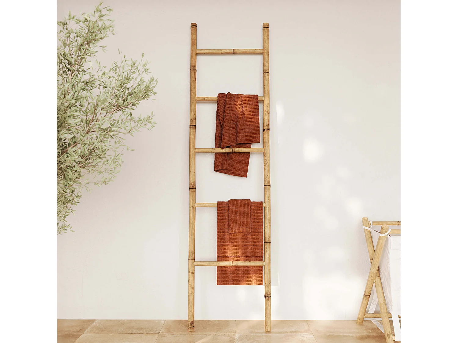 Porta-asciugamani a scala in bambù - Bami