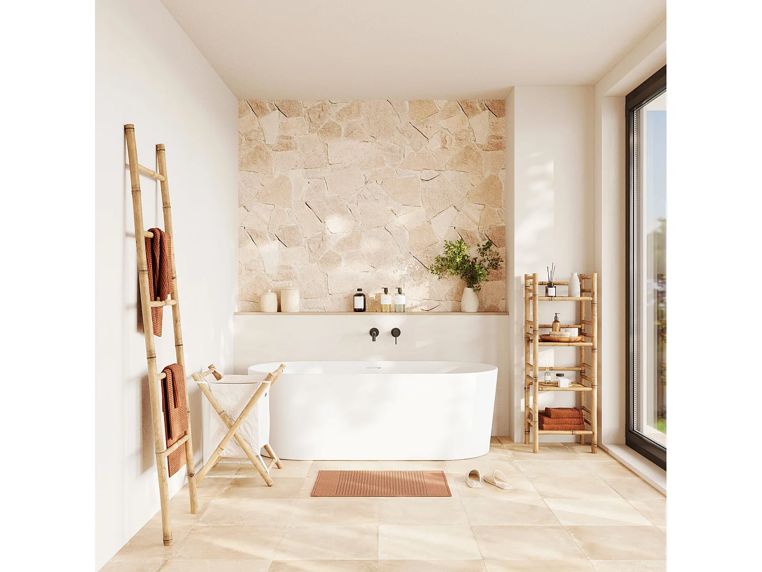 Porta-asciugamani a scala in bambù - Bami