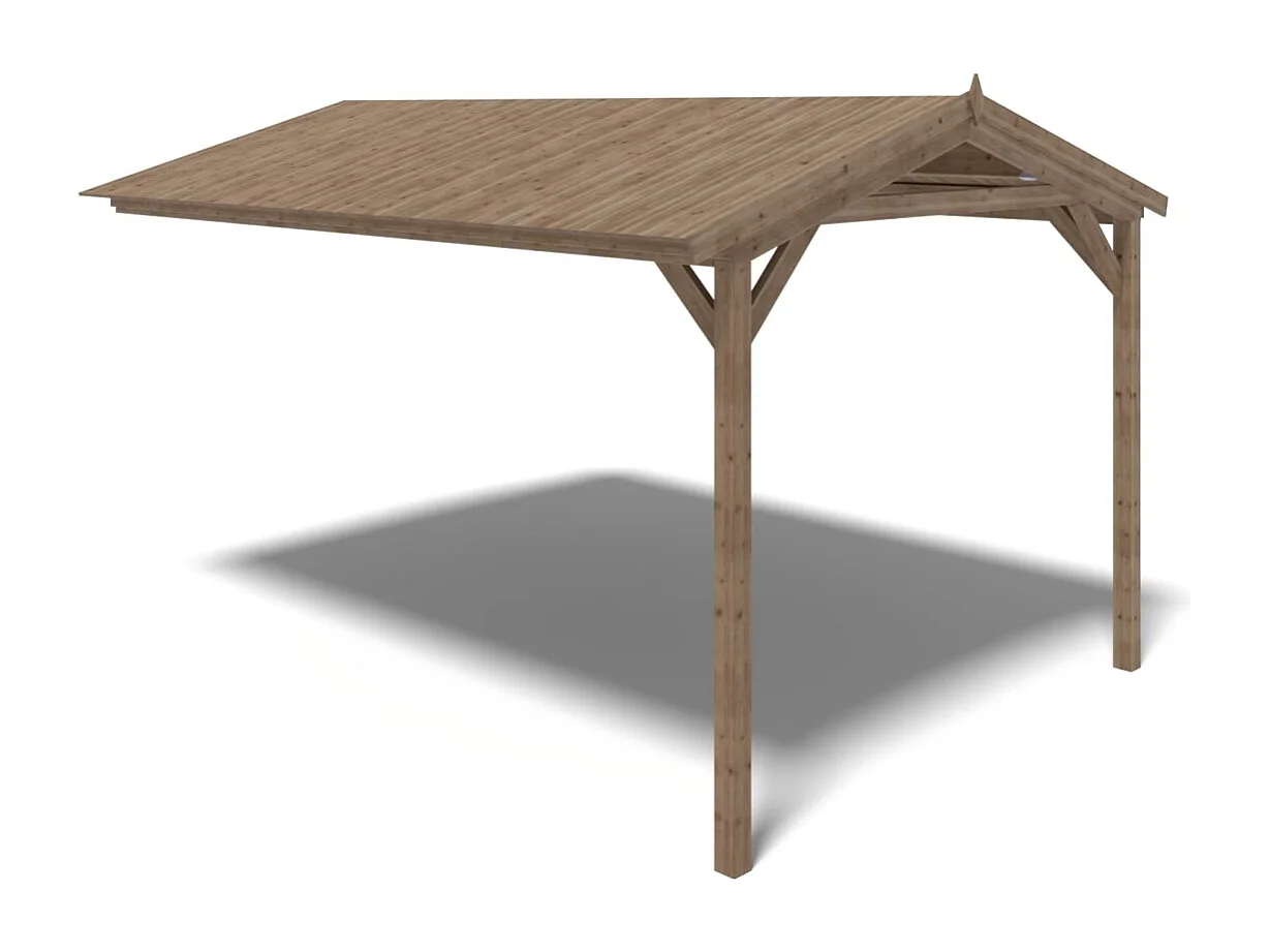 Tettoia di terazzo in legno - 4x2.76m - impregnata - colore marrone - DOS194 - ALTANKA