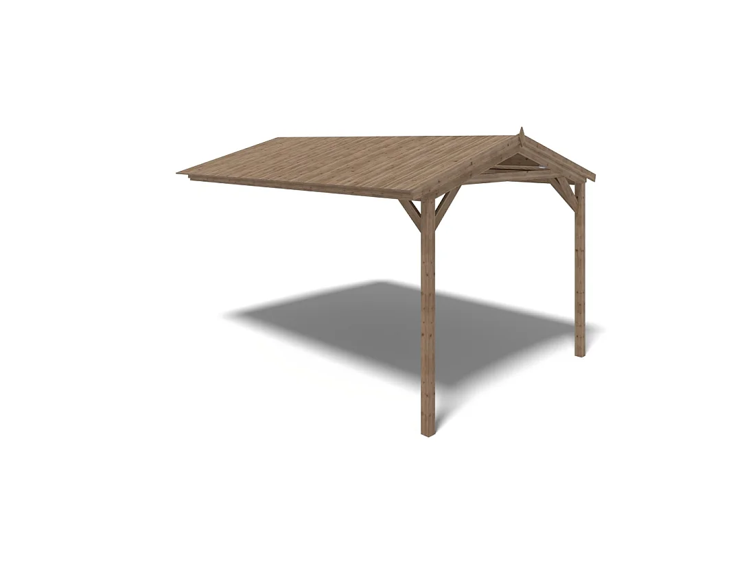 Tettoia di terazzo in legno - 4x2.76m - impregnata - colore marrone - DOS194 - ALTANKA