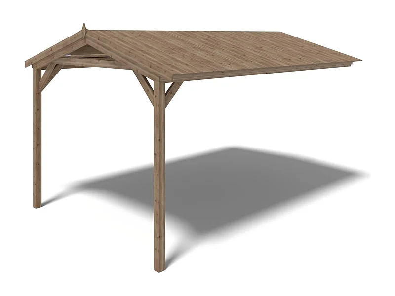 Tettoia di terazzo in legno - 4x2.76m - impregnata - colore marrone - DOS194 - ALTANKA