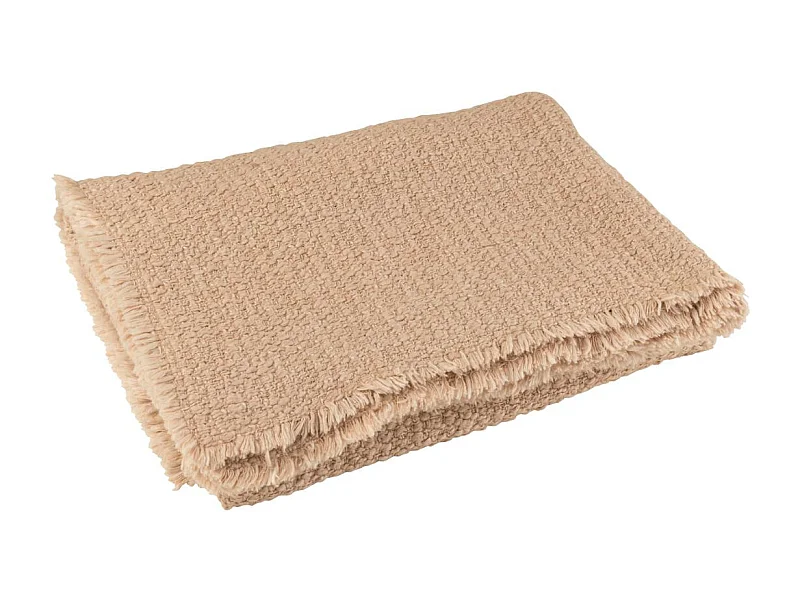 Plaid Uni "Effiloché" 130x180cm Beige
