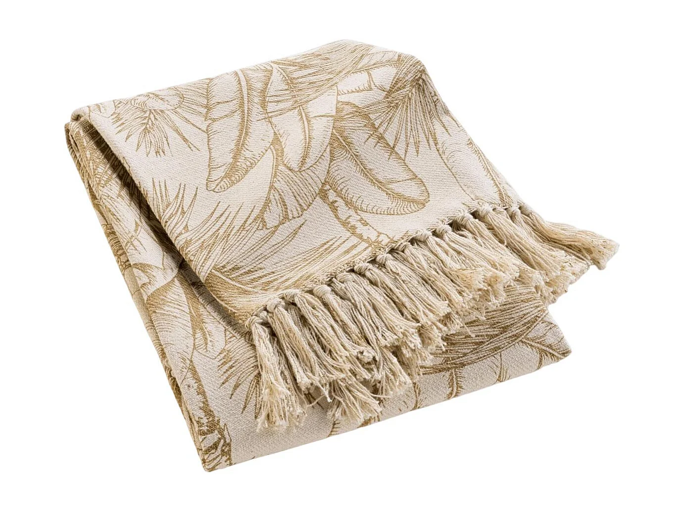 Plaid à Franges Imprimé "Dune" 125x150cm Naturel