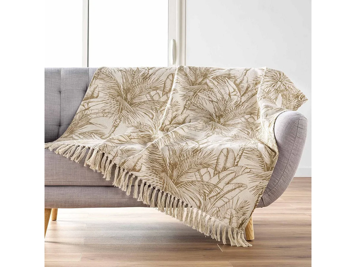 Plaid à Franges Imprimé "Dune" 125x150cm Naturel