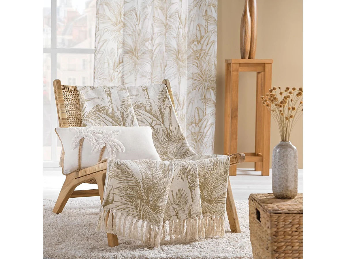 Plaid à Franges Imprimé "Dune" 125x150cm Naturel