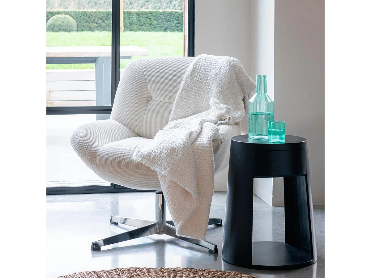 Plaid Uni "Effiloché" 130x180cm Blanc