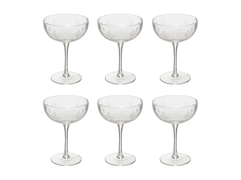 Lot de 6 Coupes à Champagne Design "Victoria" 28cl Transparent