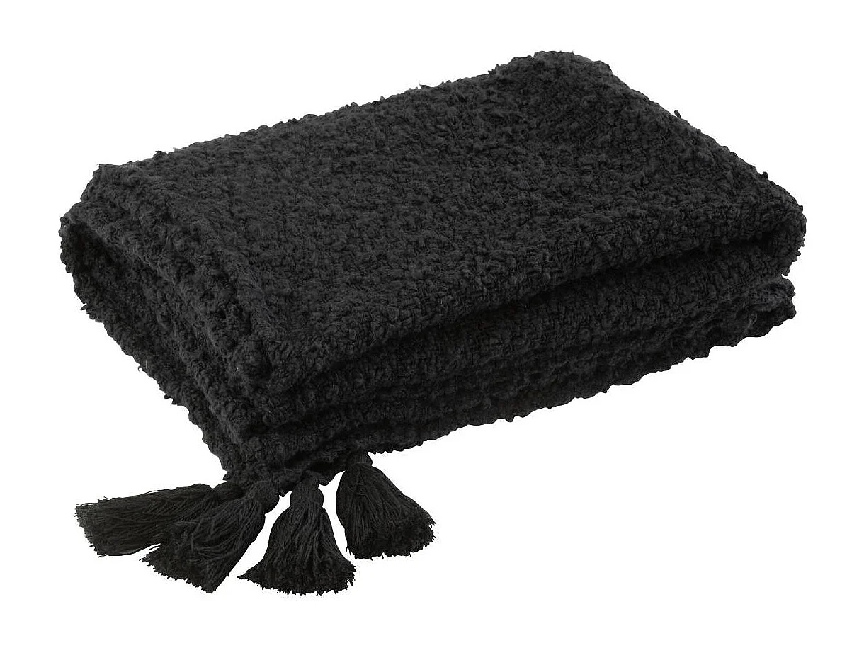 Plaid à Pompons "Marea" 130x180cm Noir