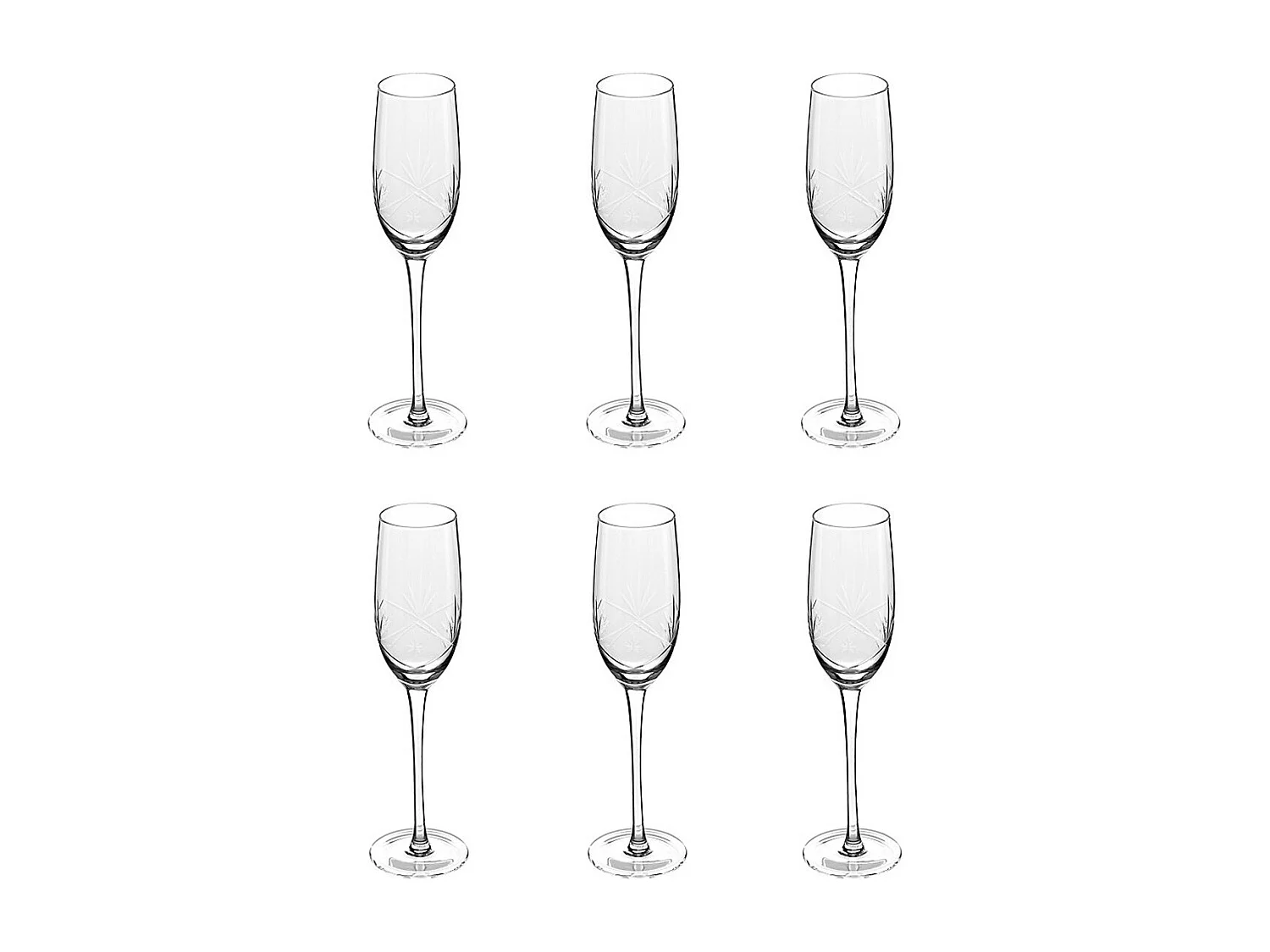 Lot de 6 Flûtes à Champagne Design "Victoria" 21cl Transparent