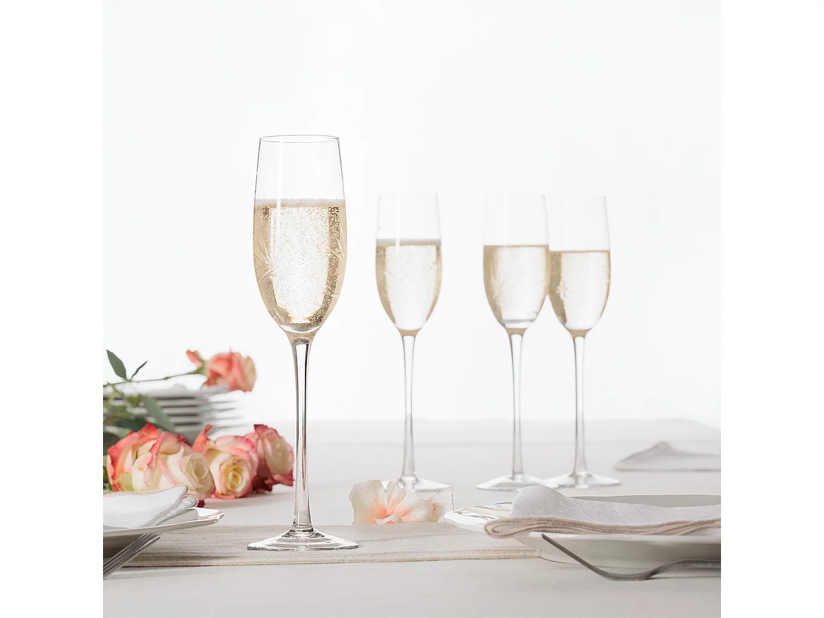 Lot de 6 Flûtes à Champagne Design "Victoria" 21cl Transparent