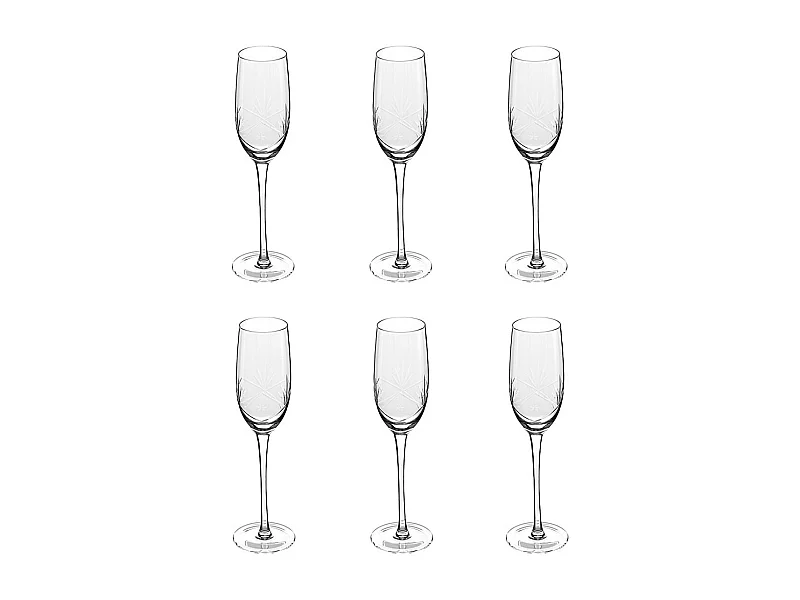 Lot de 6 Flûtes à Champagne Design "Victoria" 21cl Transparent