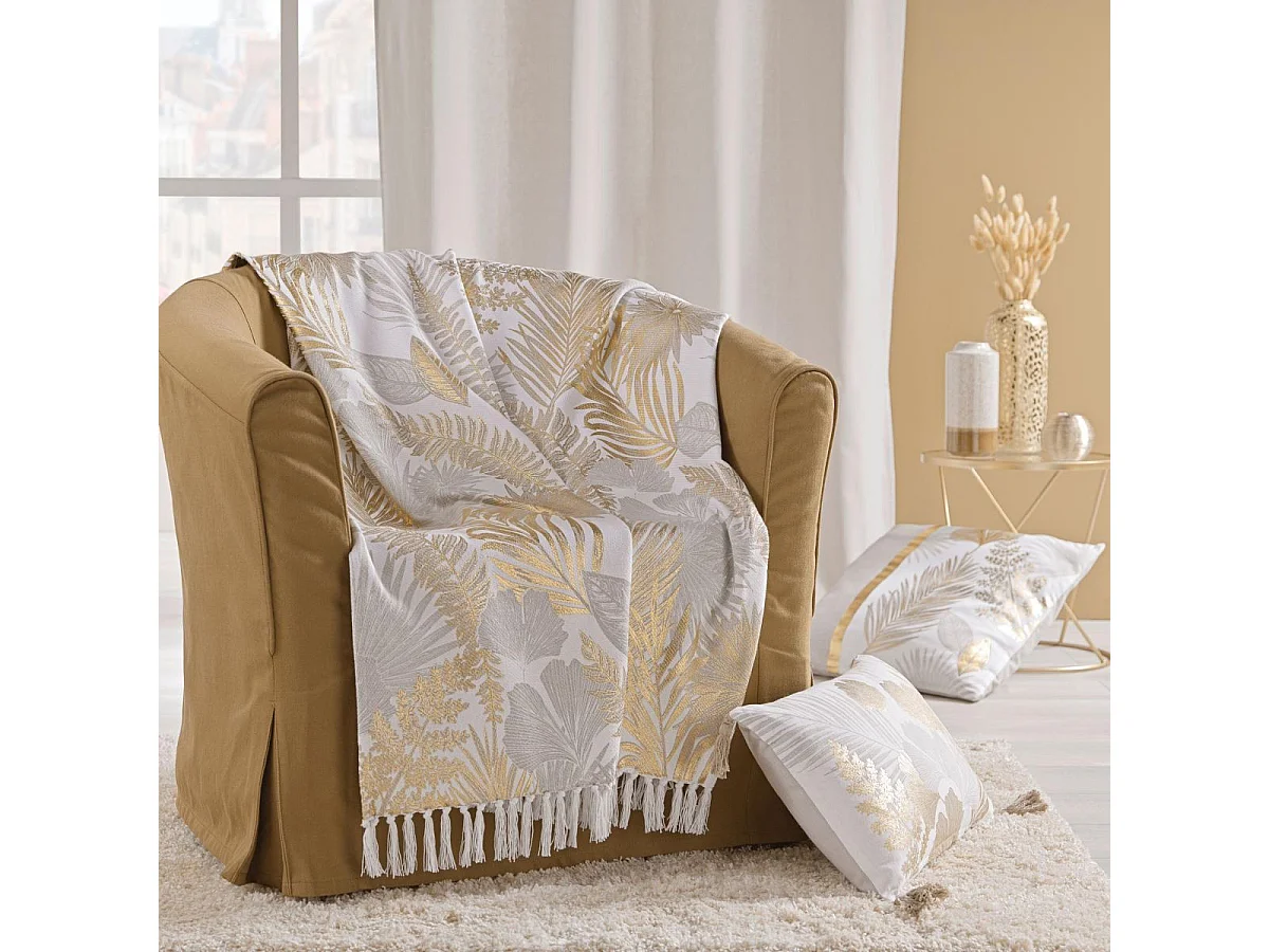 Plaid à Franges Imprimé "Melisse" 125x150cm Multicolore