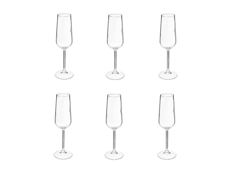 Lot de 6 Flûtes à Champagne "Nora" 22cl Transparent