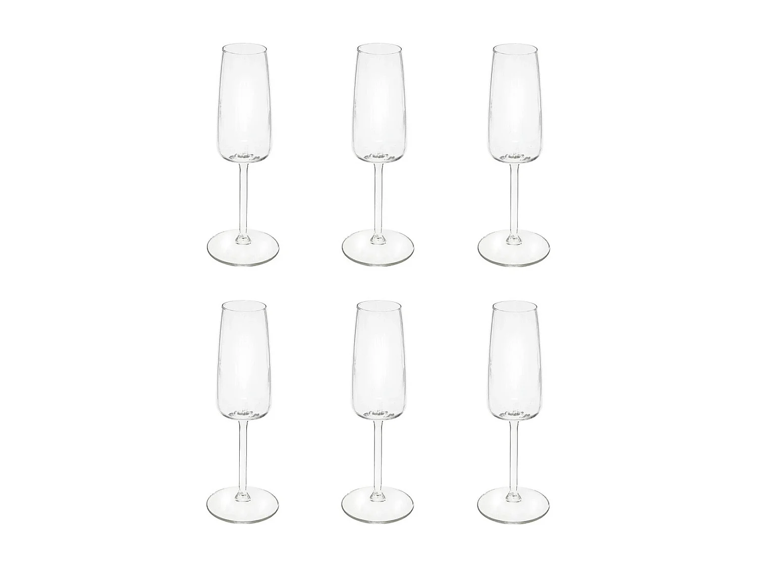 Lot de 6 Flûtes à Champagne "Tanya" 22cl Transparent