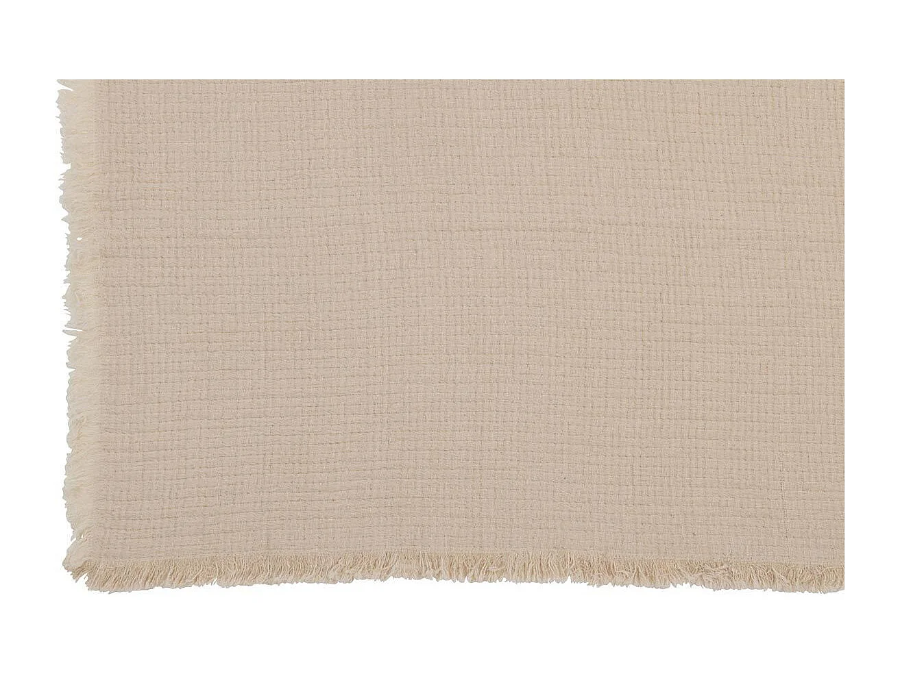 Plaid à Franges "Mousseline" 130x180cm Beige Clair
