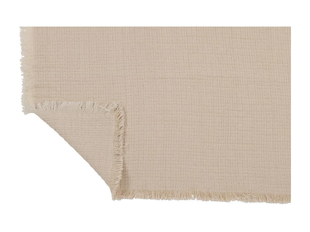 Plaid à Franges "Mousseline" 130x180cm Beige Clair