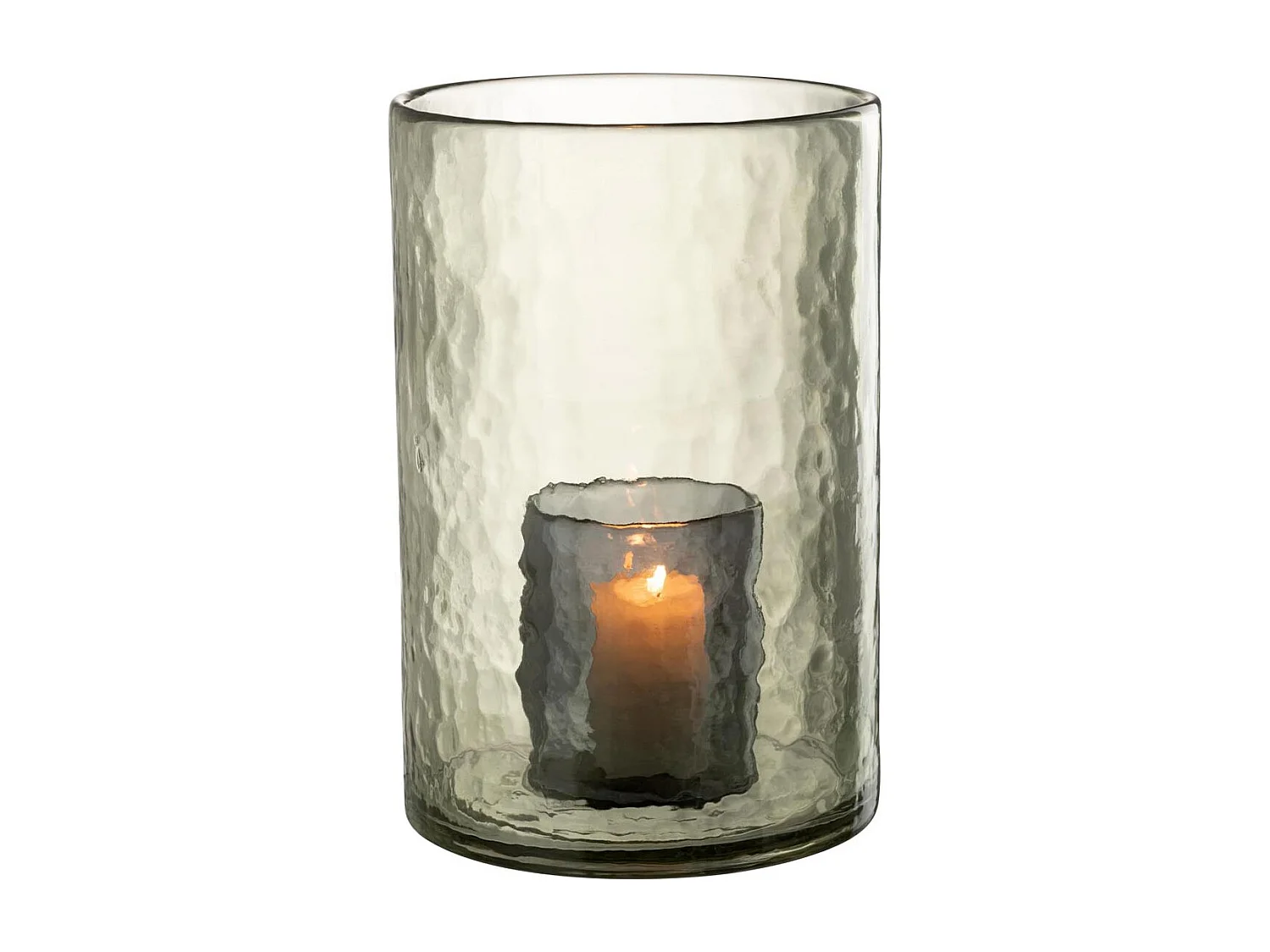 Photophore Double en Verre "Hurricane" 30cm Vert