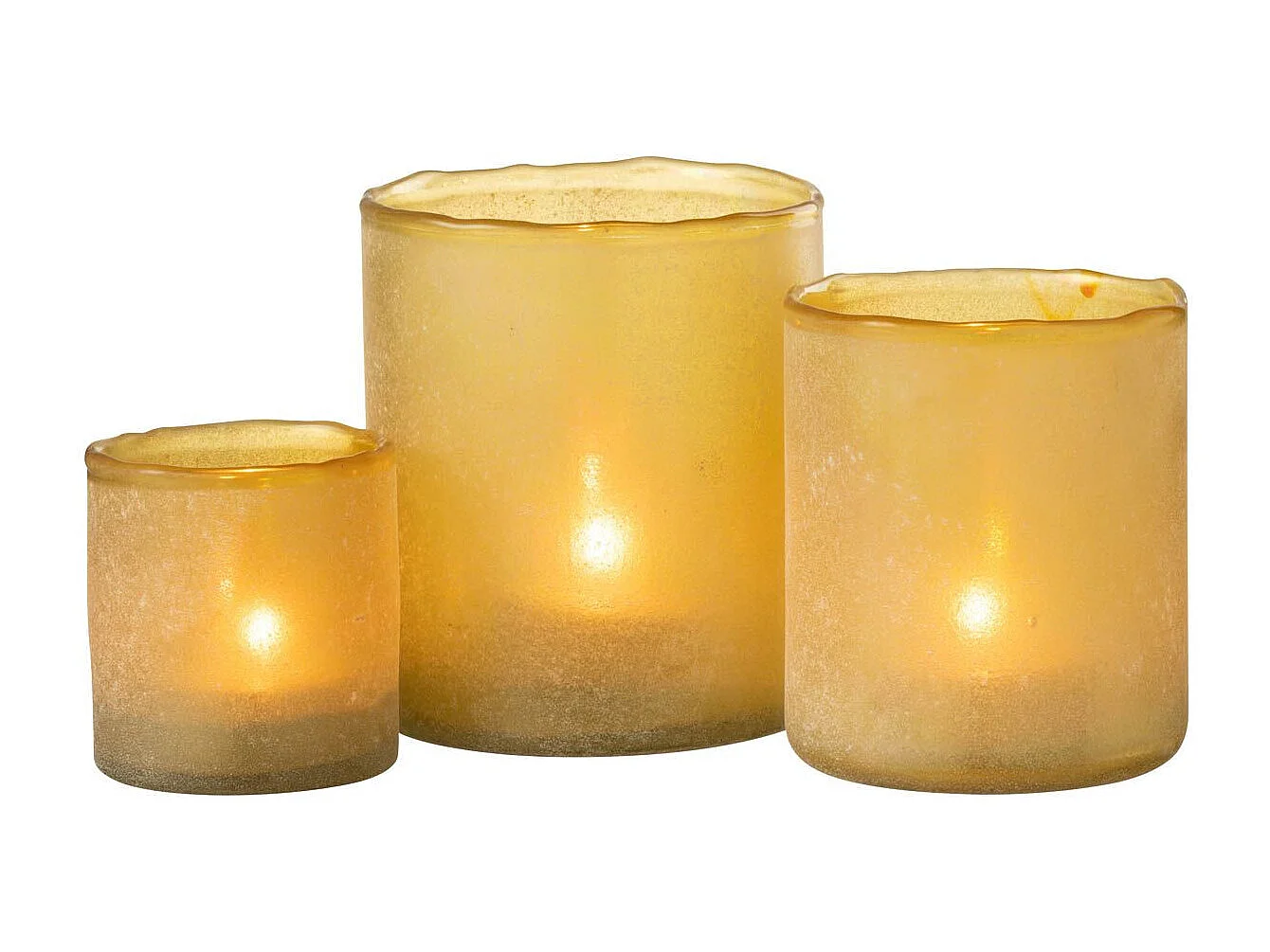 Lot de 3 Photophores en Verre "Ruby" 15cm Jaune