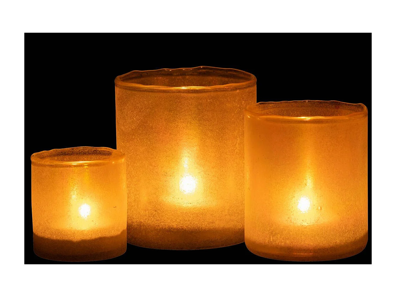 Lot de 3 Photophores en Verre "Ruby" 15cm Jaune