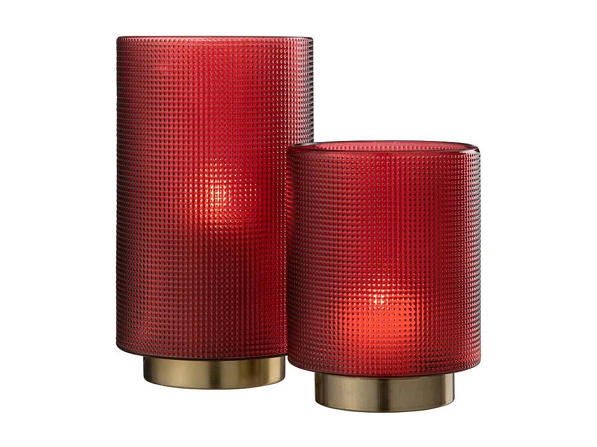 Photophore en Verre "Quadrille" 22cm Rouge