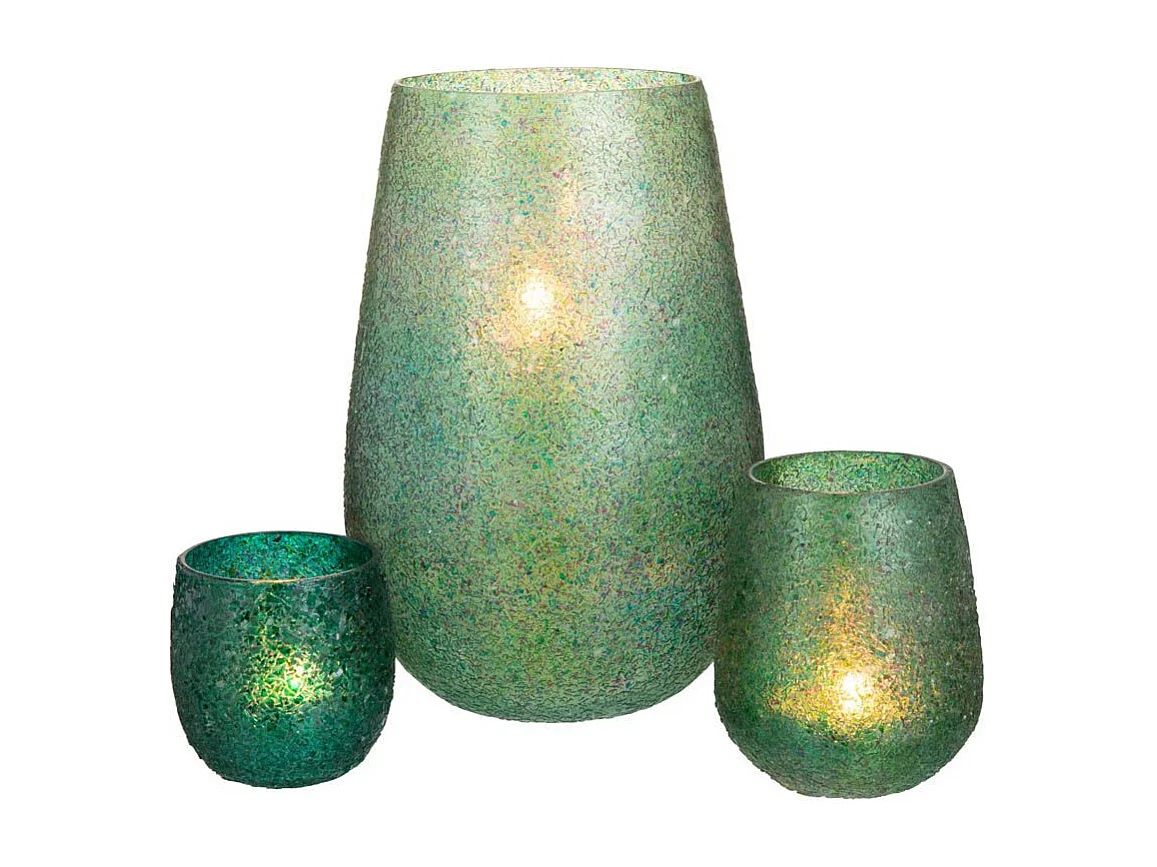 Photophore Éclat de Verre "Tom" 26cm Vert