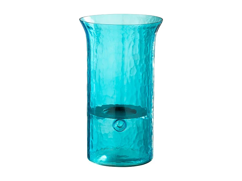 Photophore Étroit en Verre "Tarifa" 34cm Bleu Azur