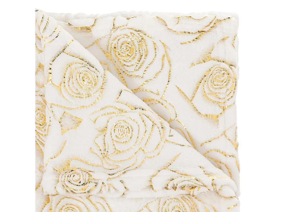 Plaid Imprimé "Perle de Rose" 130x180cm Blanc