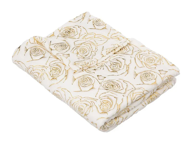 Plaid Imprimé "Perle de Rose" 130x180cm Blanc