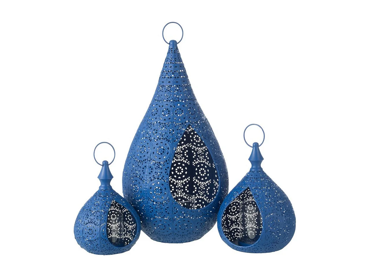 Photophore en Métal "Drop" 50cm Bleu