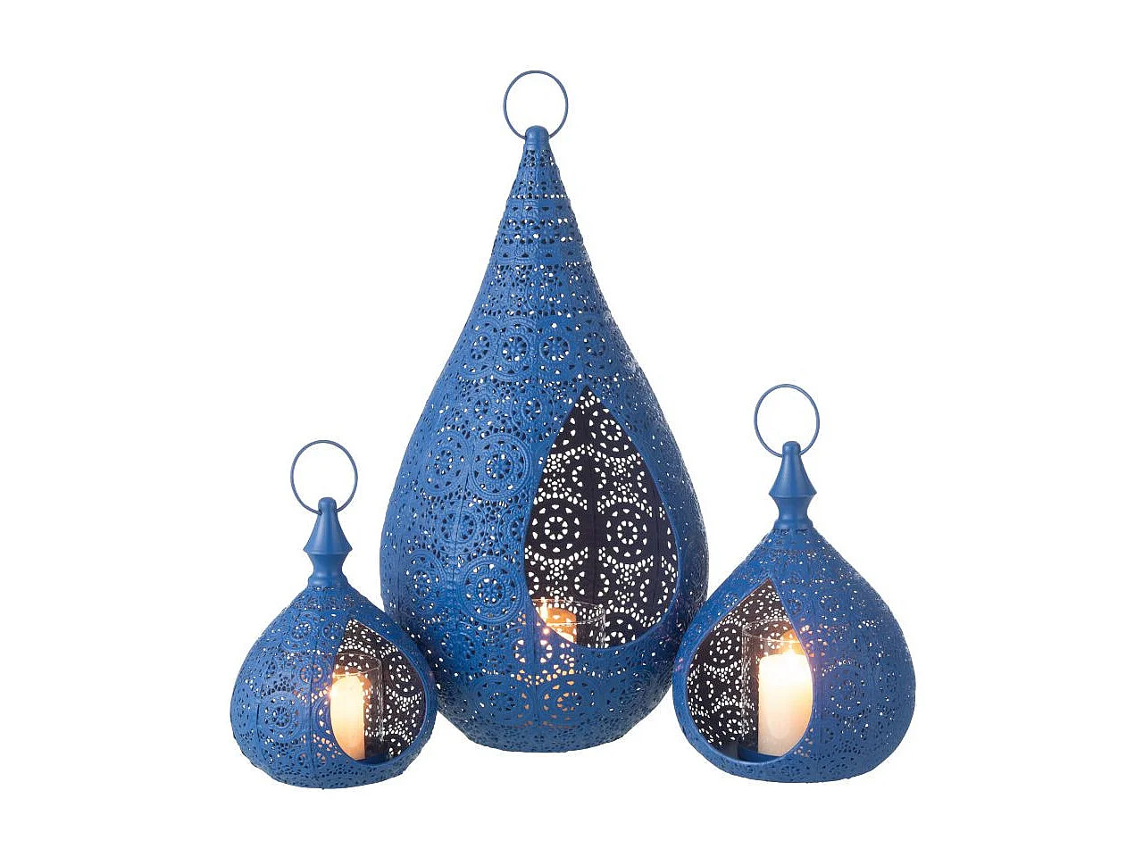 Photophore en Métal "Drop" 50cm Bleu