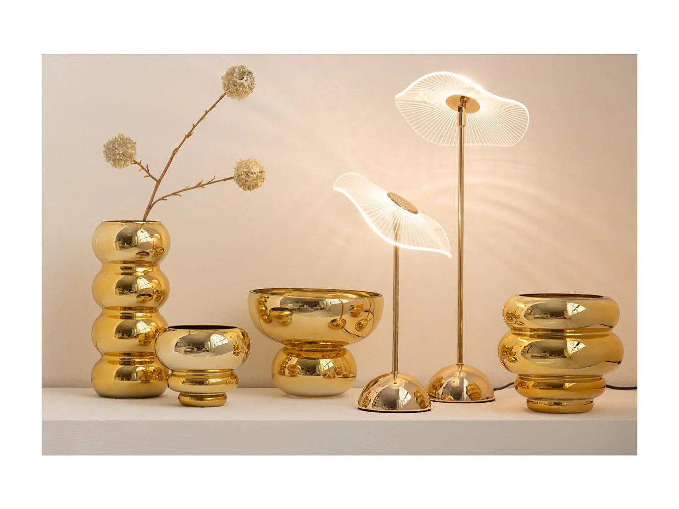 Photophore Design Bol "Cléa" 23cm Doré