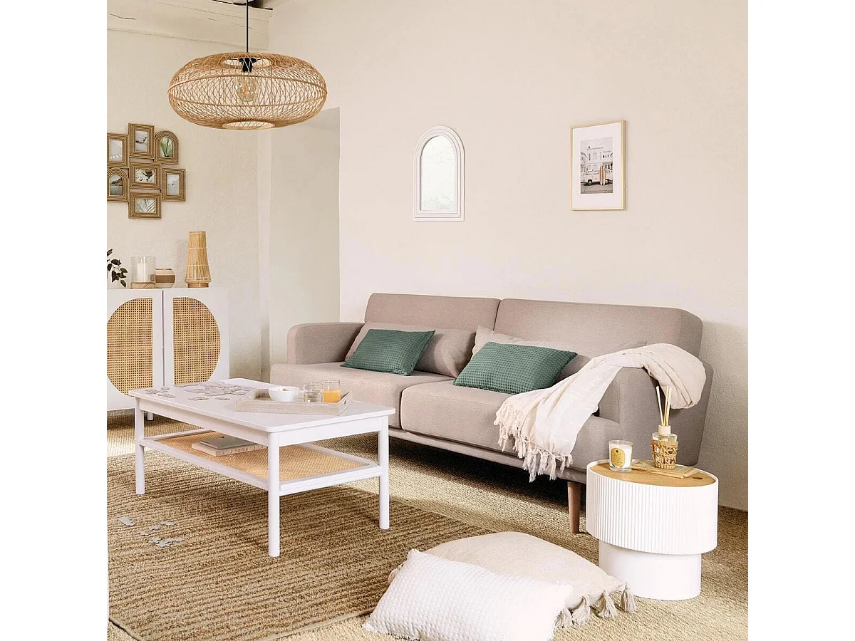 Canapé Convertible 3 Places "Jack" 214cm Beige