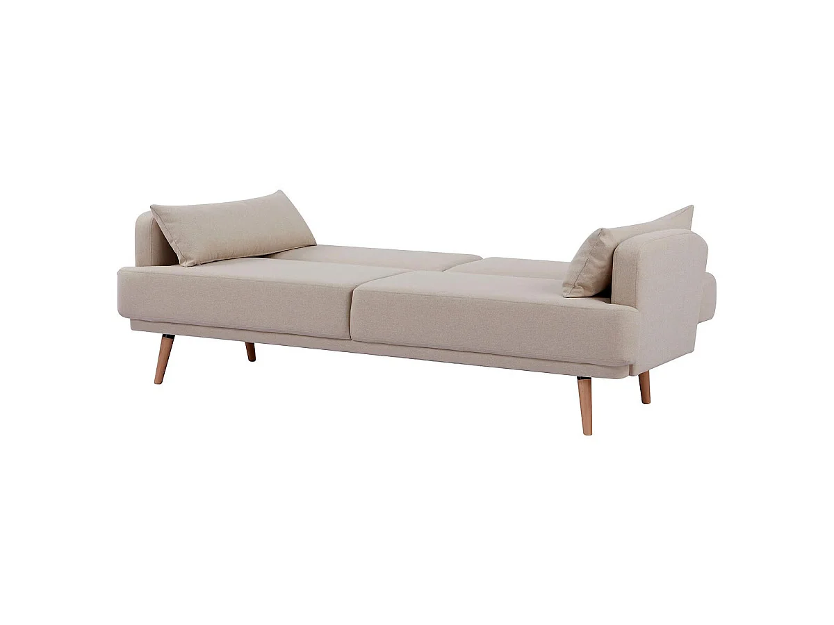 Canapé convertible clic-clac 3 places en tissu beige JACK