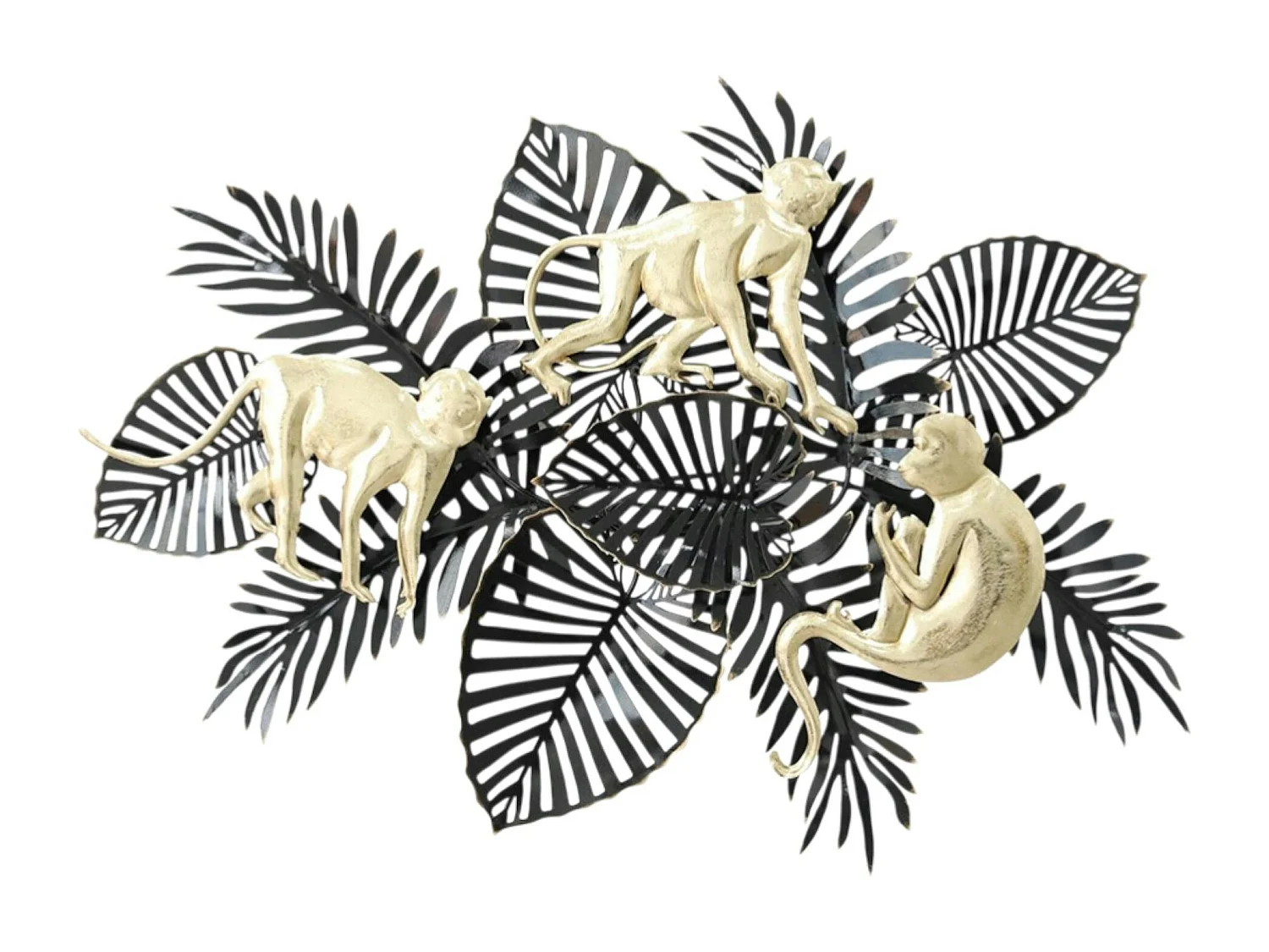 Décoration murale en métal feuillage et singes