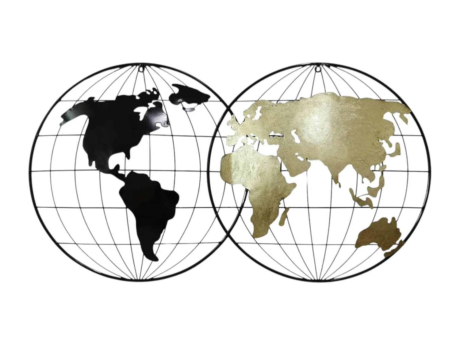 Décoration murale mappemonde noir et or