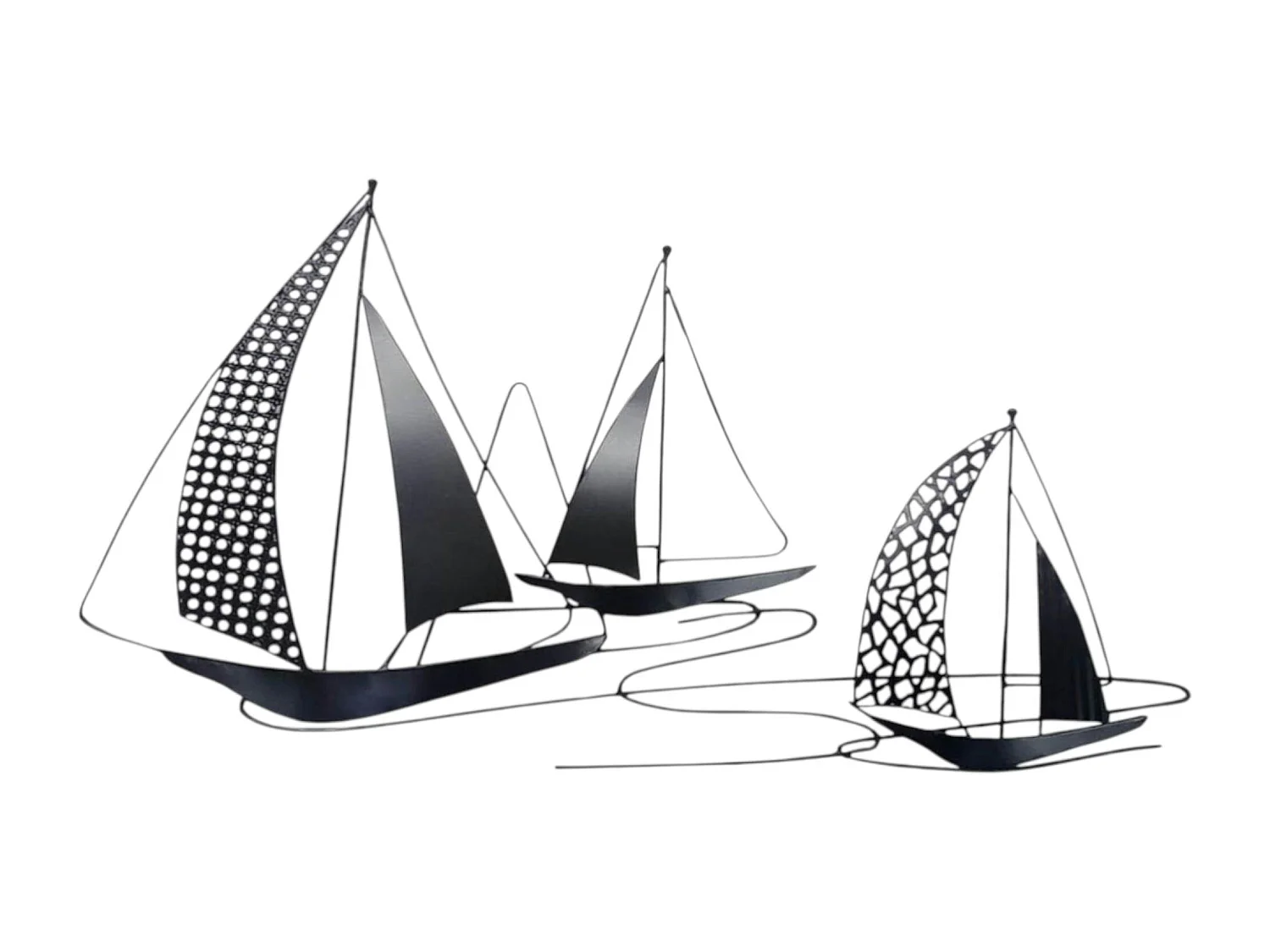Décoration murale moderne 3 voiliers noirs