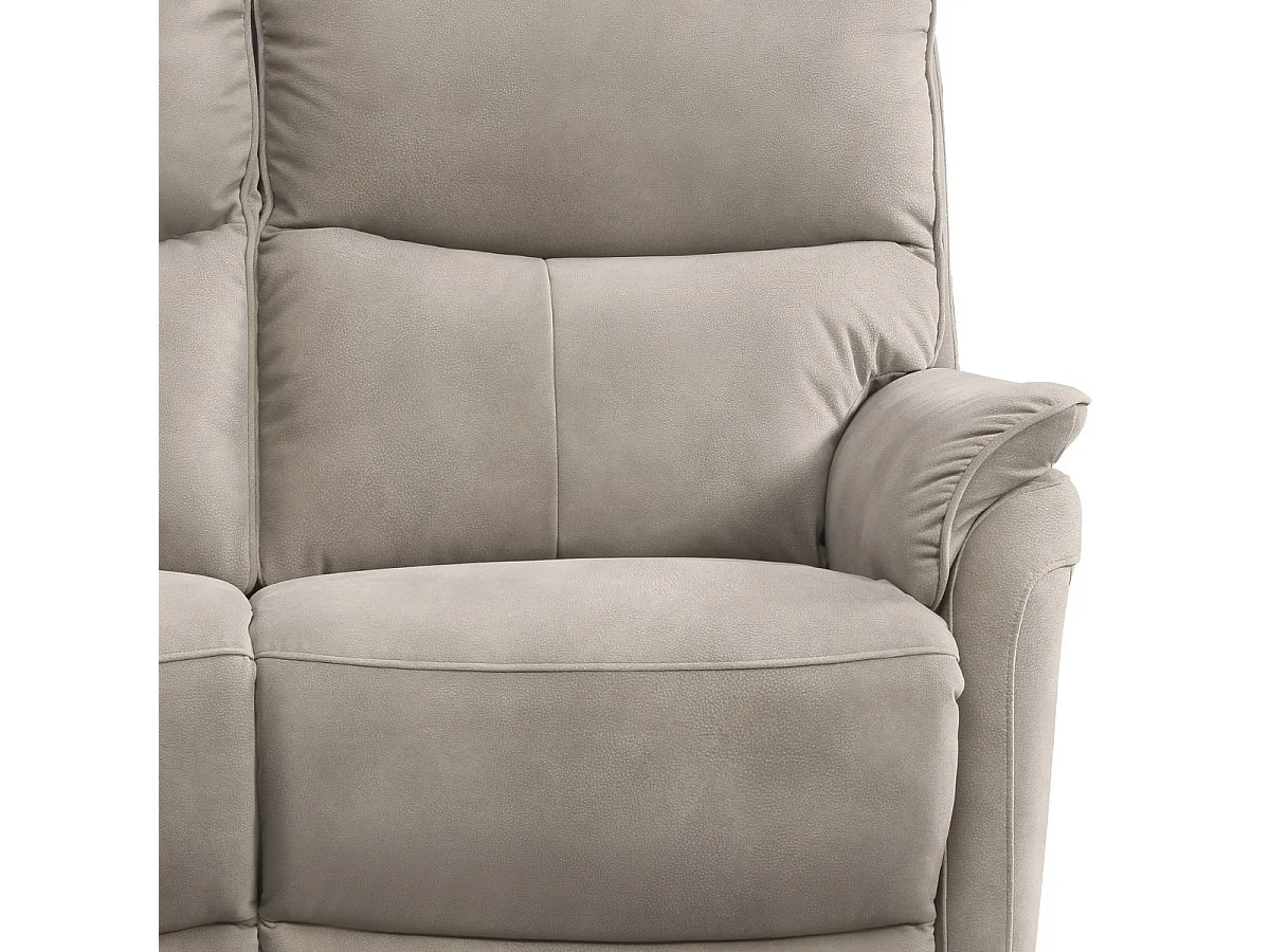 Canapé 2 places fixe tissu polyester imitation peau gris clair - SULTAN