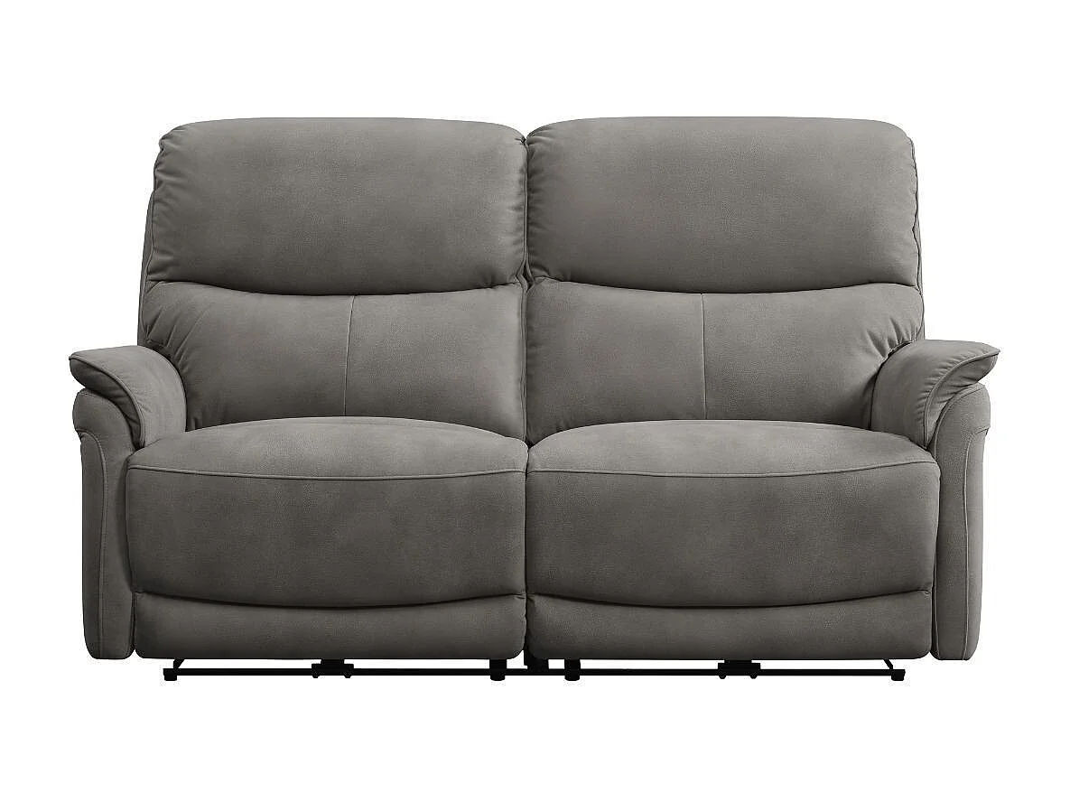 Canapé 2,5 places relax électrique tissu polyester imitation peau gris foncé - SULTAN