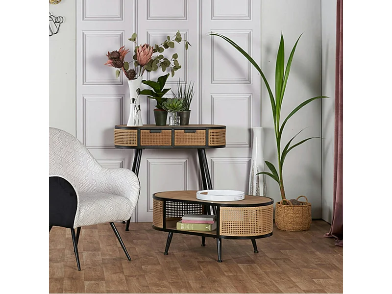 Table basse en cannage métallique HAAG