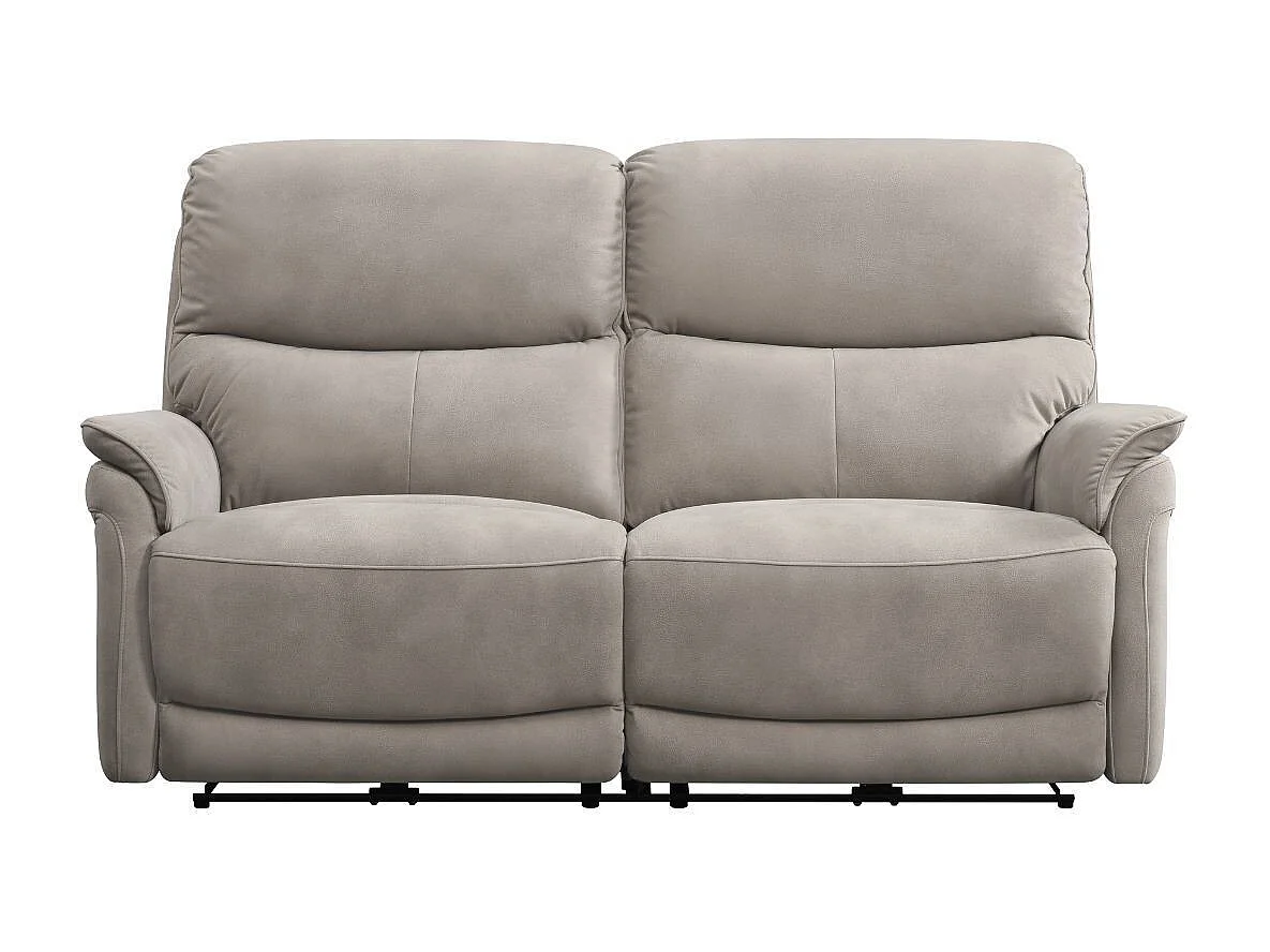 Canapé 2,5 places relax électrique tissu polyester imitation peau gris clair - SULTAN