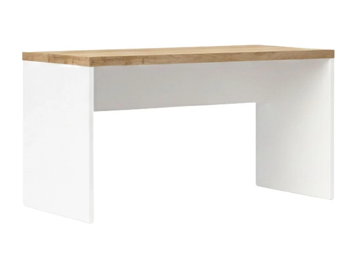 Bureau 160cm blanc laqué brillant plateau aspect bois finition Cadiz - GENIUS