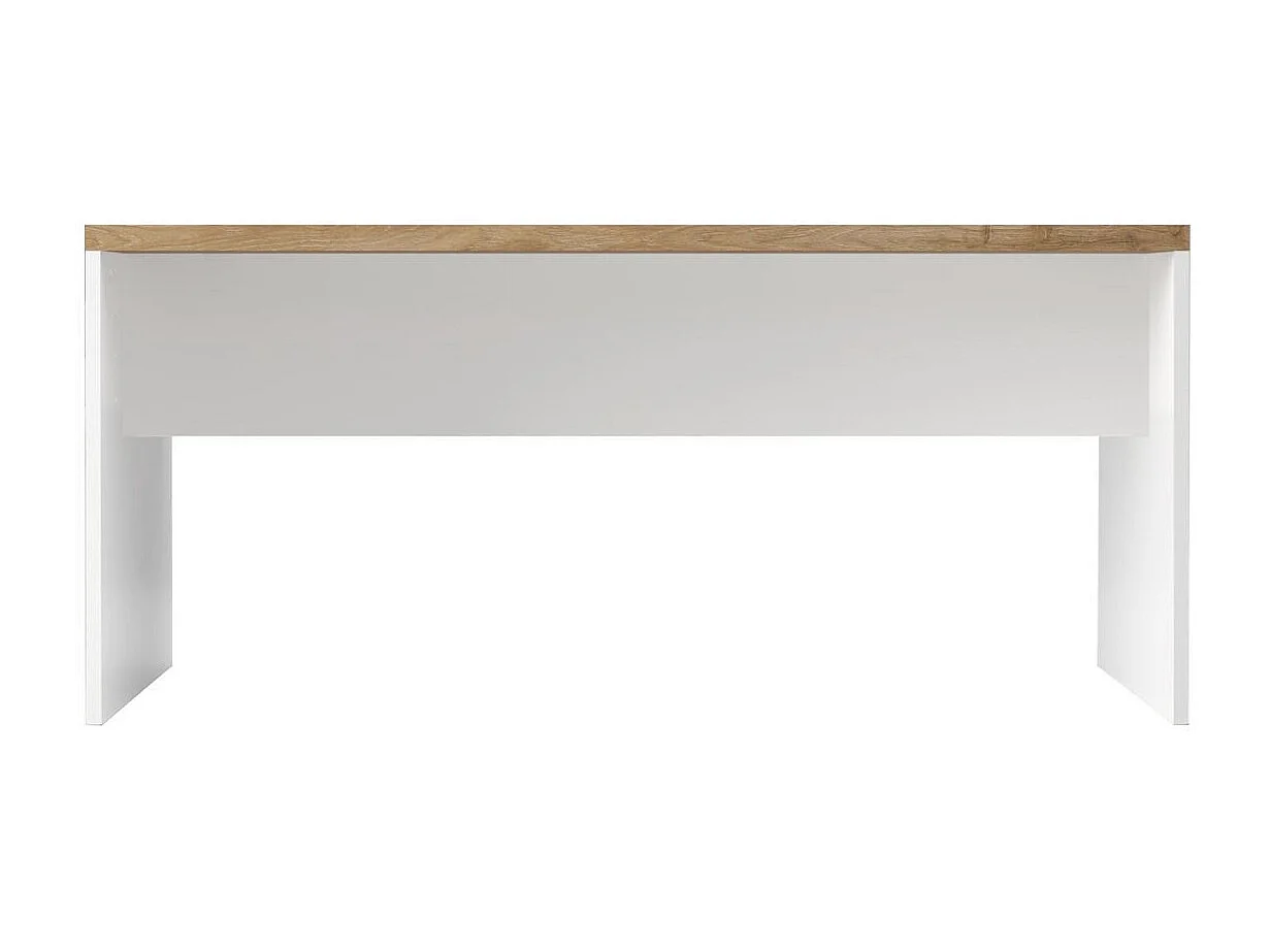 Bureau 160cm blanc laqué brillant plateau aspect bois finition Cadiz - GENIUS