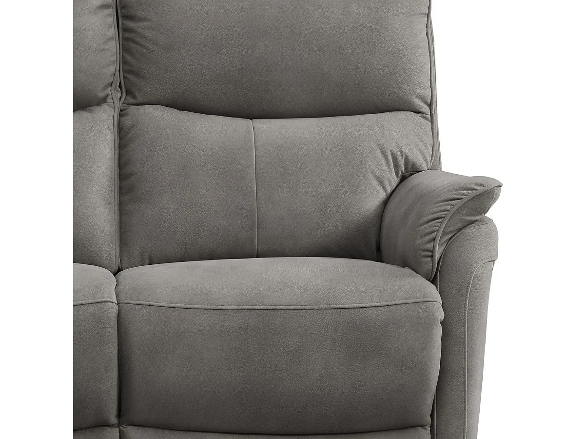 Canapé 2 places fixe tissu polyester imitation peau gris foncé - SULTAN